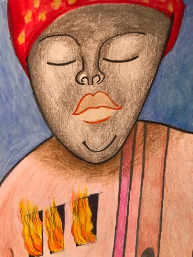 Suddenly Mad- Feb 25, 2018, detail face from the sleeeping beast within