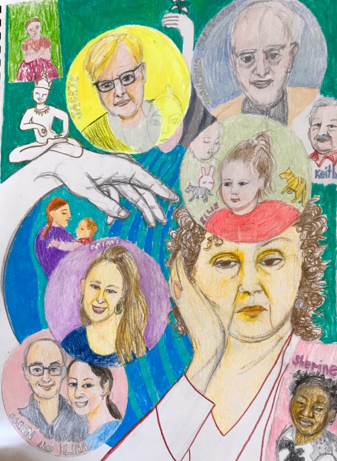 Suddenly Mad- Self portrait with others (Jackie Pinkowitz, Joseph Pratt, Mimi, soren and Elina, Ellie, Keith and Sherine)