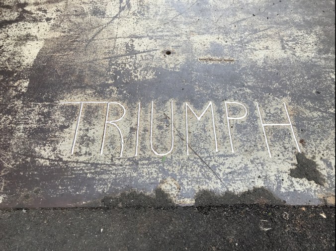 Suddenly Mad- alzheimer's or ALZHEIMER'S and my daily triumphs- TRIUMPH in the sidewalk on 17th St.
