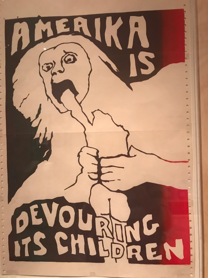 Suddenly Mad- America is devouring its children poster after Goya_s Saturn Eating his children