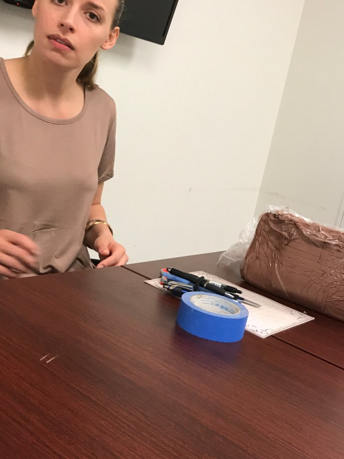 Suddenly Mad- Amanda with clay art therapist Alz Assn