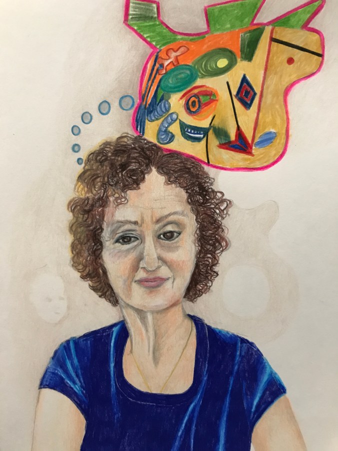 Suddenly Mad- Self and others - Self Portrait with an abstract thought