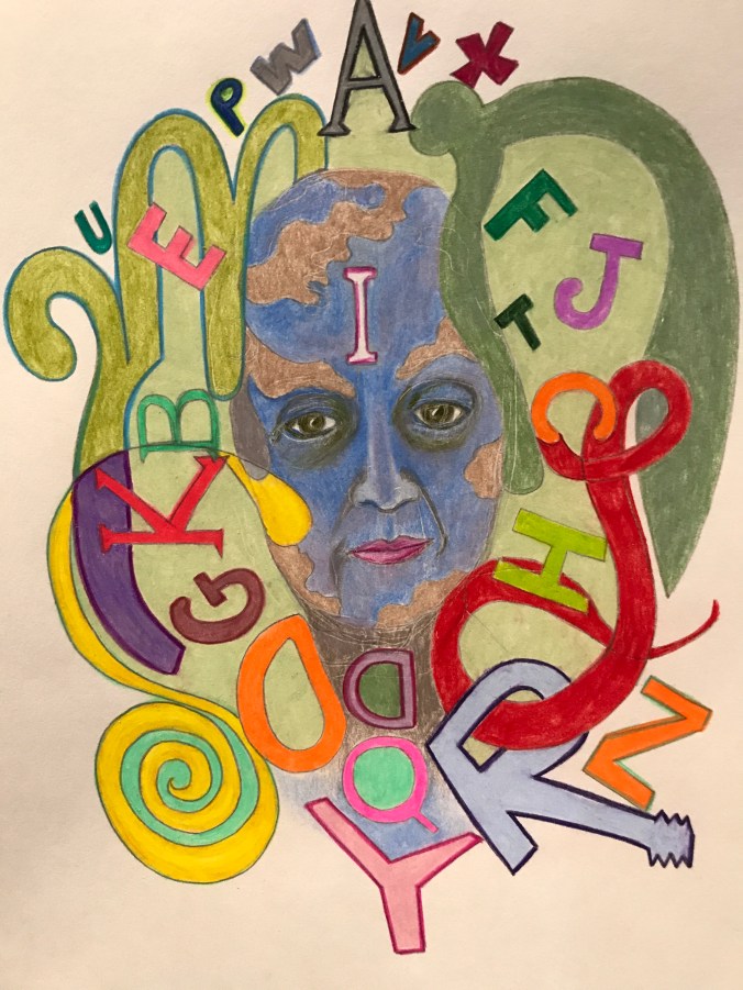 Suddenly Mad- Alzheimer_s Planet - word salad drawing