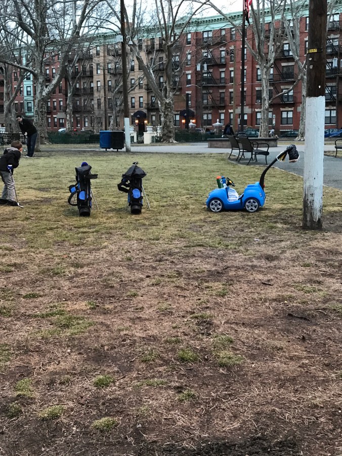 Suddenly Mad- A newly constructed personality (kids and their miniature golf sets at Columbus Park)