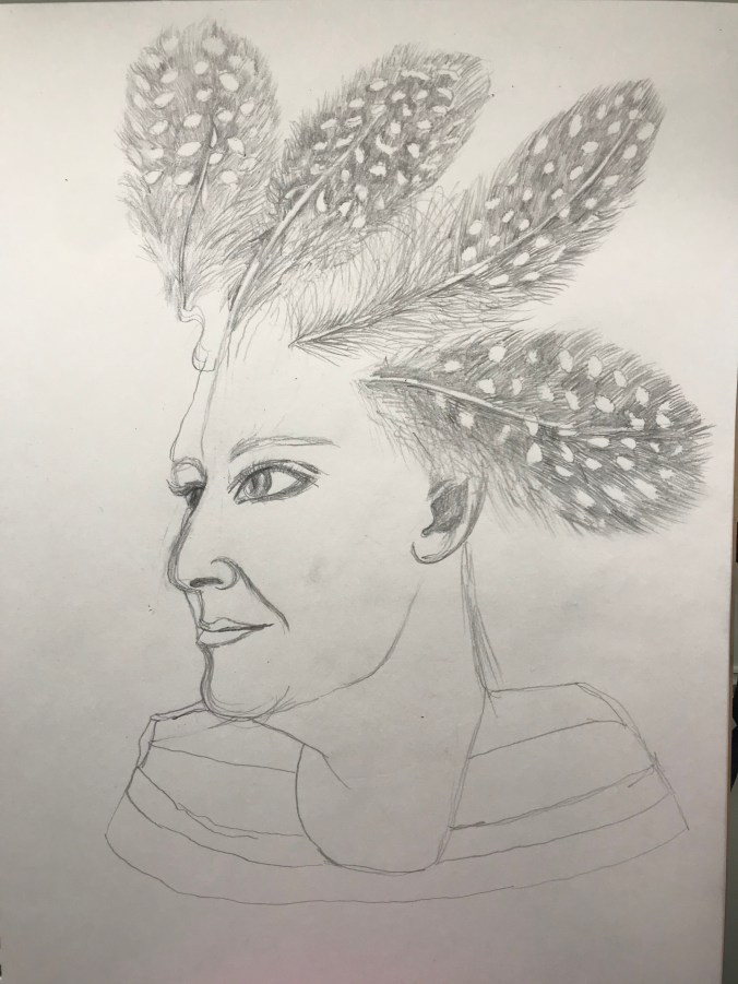 Suddenly Mad- Poof (self portrait with feathers)